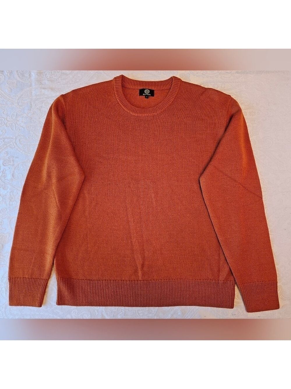 100% Pure Wool, Size L, Classic Crewneck Sweater in Burnt Orange, Snover, NWT